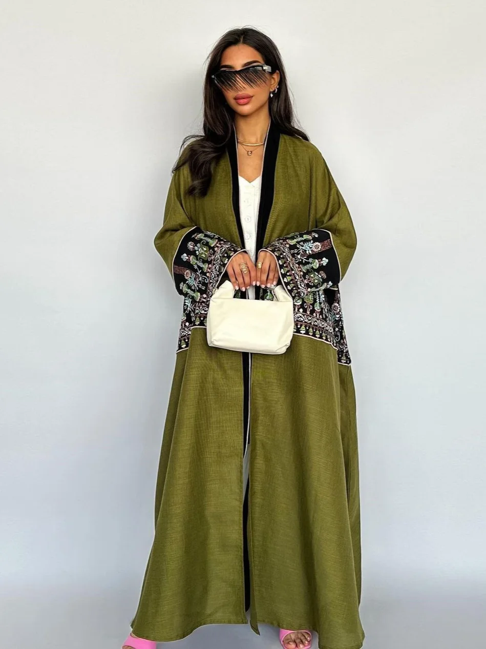 Robe de soirée longue pour femmes musulmanes, abaya Jalabiya, broderie, ramadan, Maroc, Dubaï, caftan arabe, Islam, cardigan modeste, robe éducative, 2024