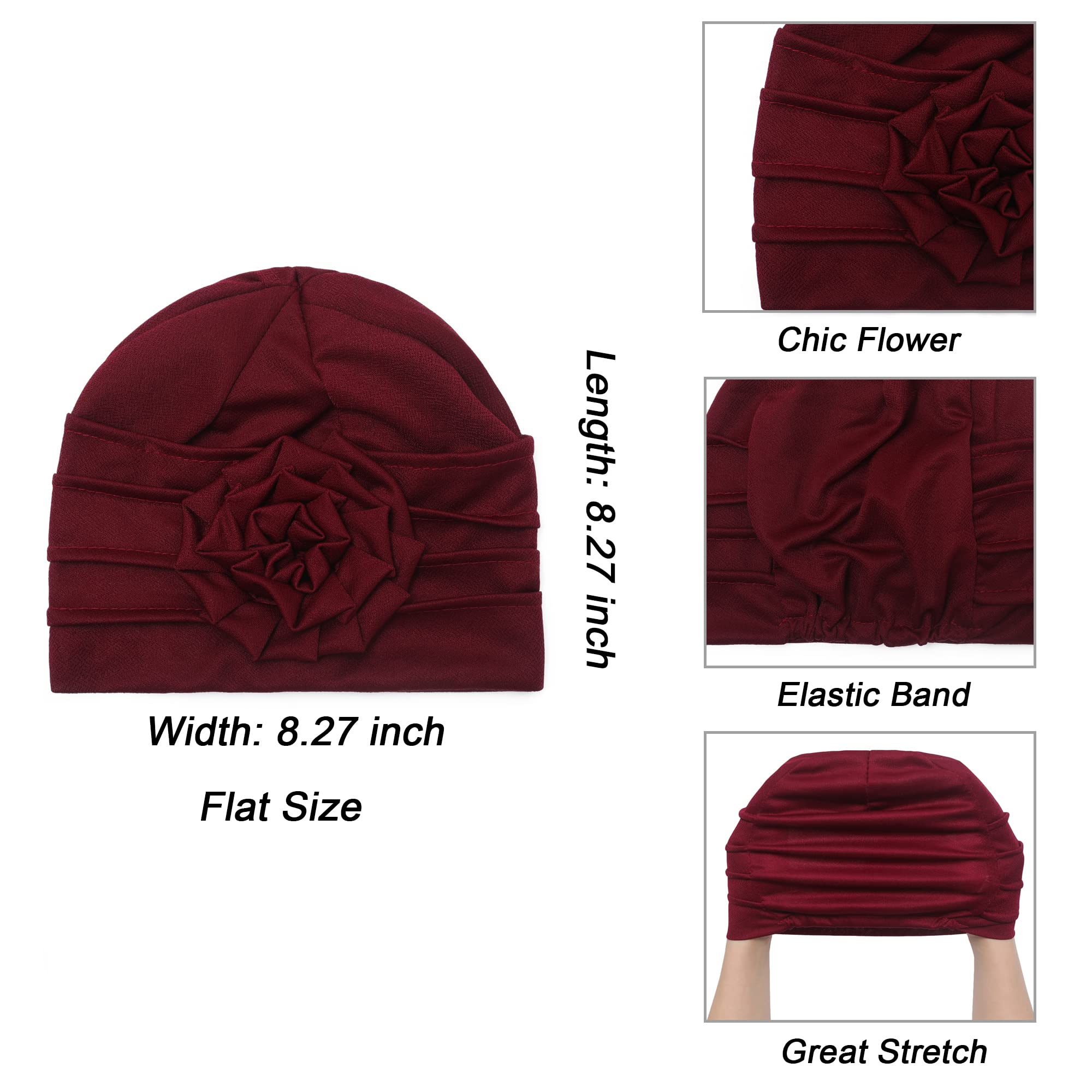 Mode musulmane couleur unie femmes Hijab Turban bonnet chapeau avec fleur chimio chapeaux élastique tête enveloppement casquette