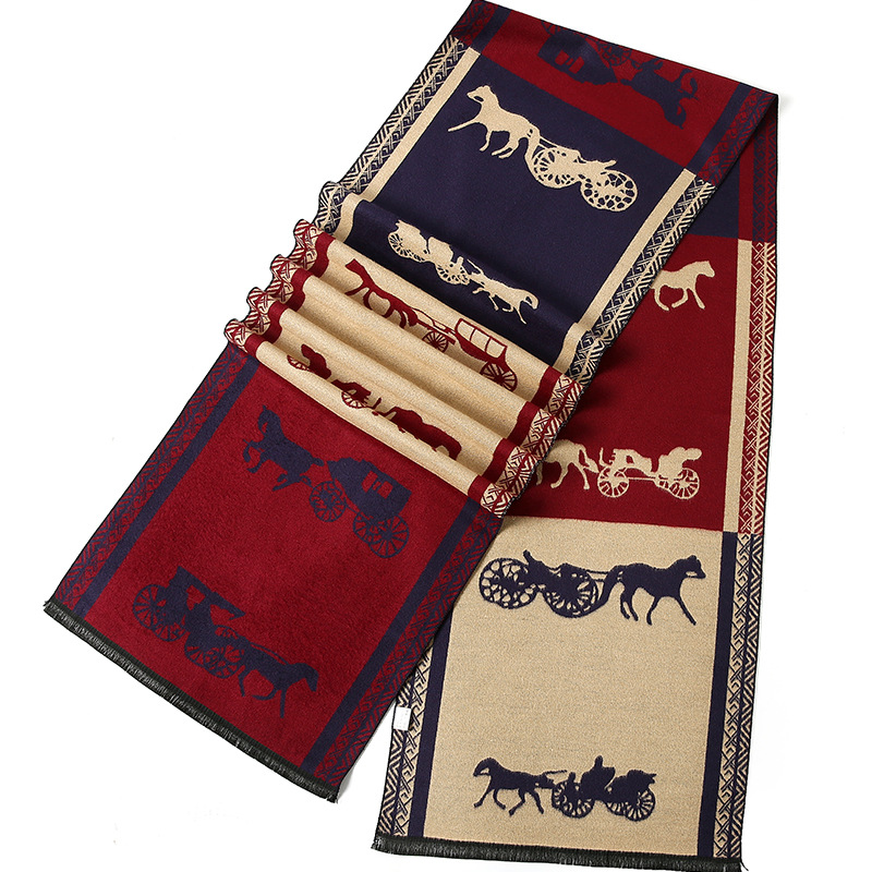 Homme automne hiver motif cheval écharpe de luxe Gentleman cachemire sensation silencieux étudiant printemps automne enveloppement doux chaud foulard