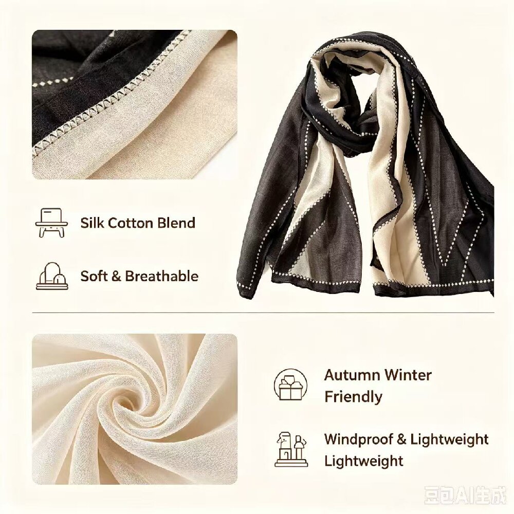 Écharpe à imprimé géométrique de grande taille 180×75, légère, coupe-vent, châle, protection solaire, couverture de plage, écharpes pour les voyages et les tenues quotidiennes.