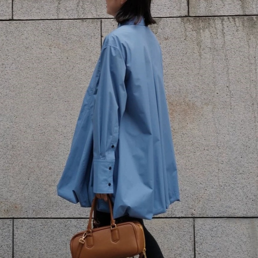 Blouse décontractée à manches longues pour femme, style japonais, coupe ample, col à revers, chemise simple, vêtement féminin