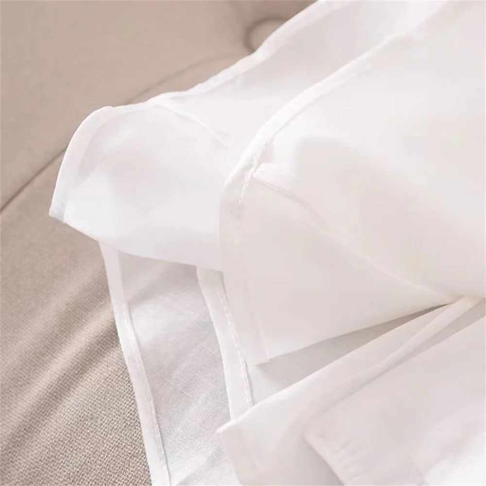 Chemise Blanche à Manches Bouffantes pour Femme, Élégante, à la Mode, lèvent, Style Français, Couleur Unie, Nouvelle Collection Été 2024