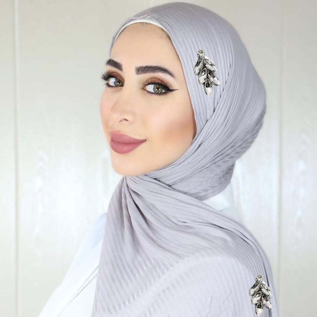 Nouveaux diamants côtelés Jersey Hijab crêpe strass écharpe musulman plaine doux châles enveloppes islamiques bandeau pour les femmes