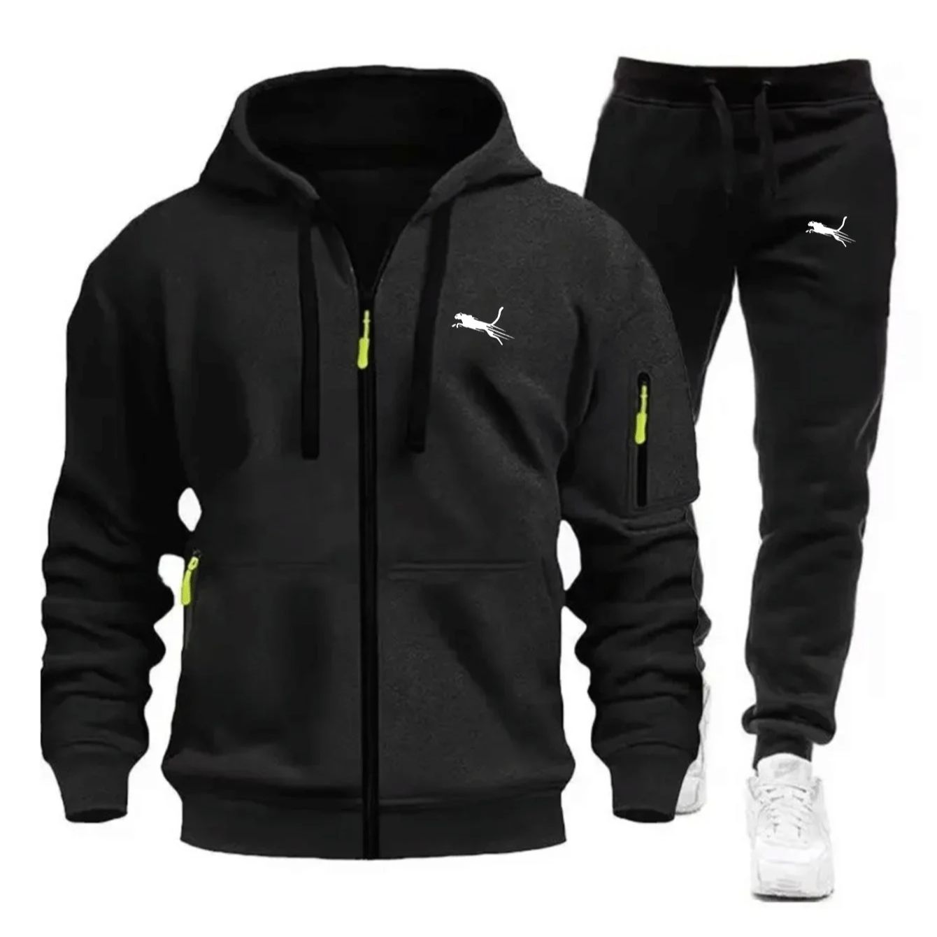 Ensemble de survêtement décontracté pour hommes – Sweat-shirts à capuche zippés de haute qualité pour le quotidien – Collection sport 2026 – Idéal pour le jogging