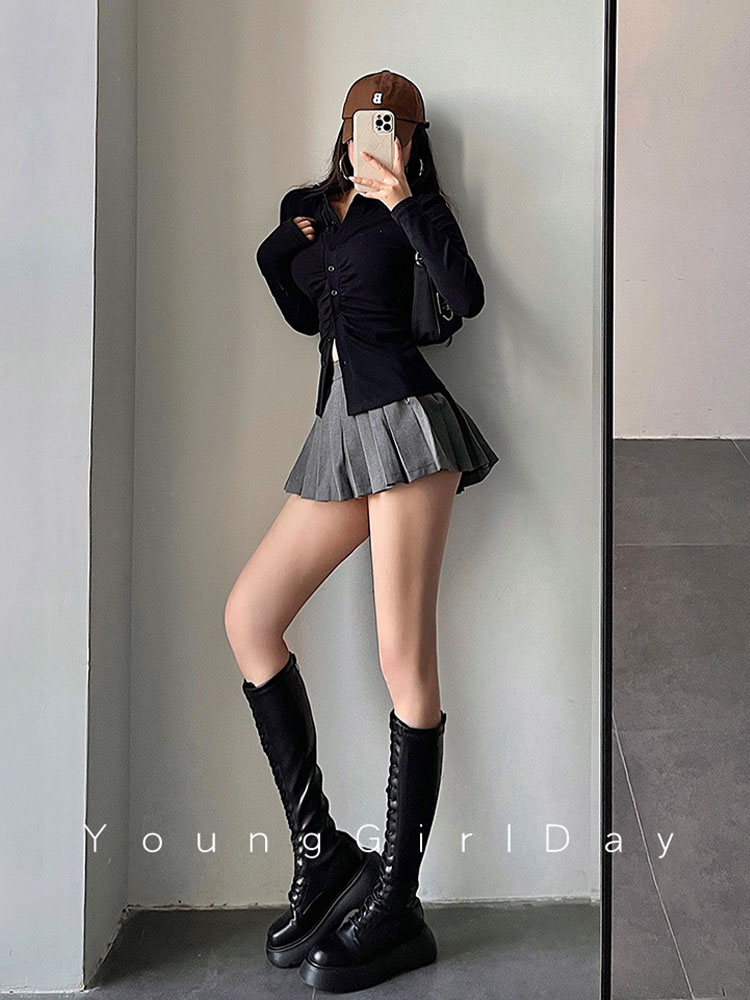 Jupe plissée avec short pour femme, taille haute, sexy, blanc, noir, ligne A, pouvez-vous aru coréen, mini jupe de tennis, écolière, été