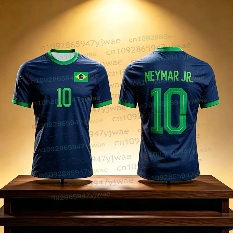 Maillot de football imprimé en 3D Neymar & VINI JR pour hommes et femmes, mode été, sport, séchage rapide, respirant, manches courtes, t-shirts de football