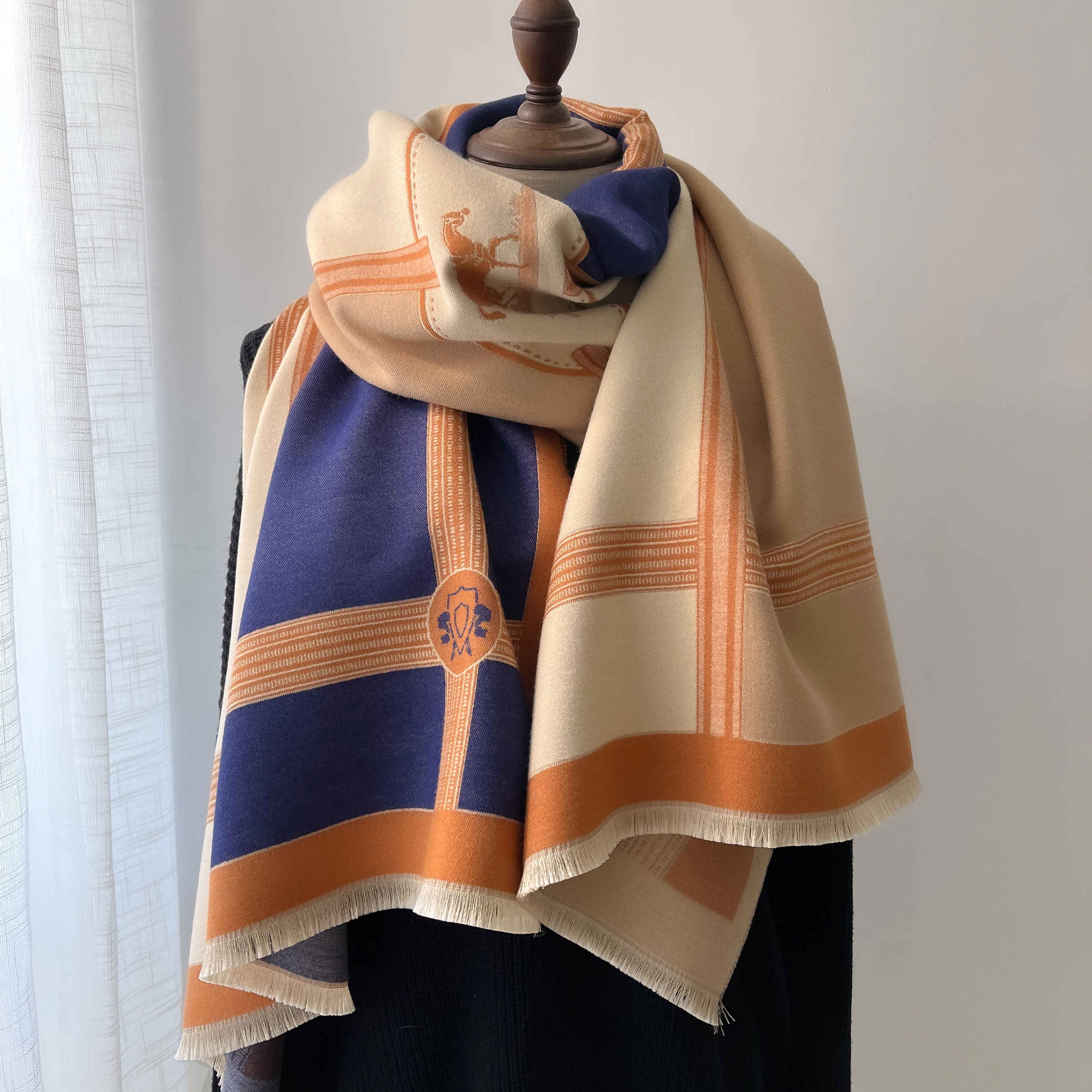 Écharpe de luxe épaisse et chaude pour femme, châle et enveloppes en cachemire, Pashmina, Bufanda, Long Tessel, nouvelle collection hiver 2024