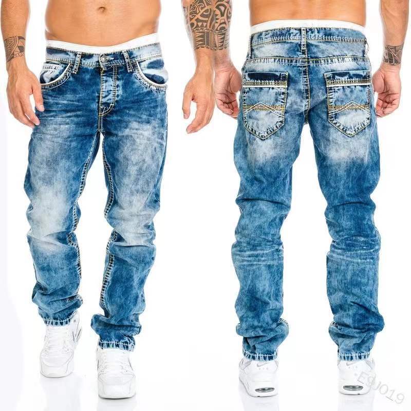 Hommes Jeans marques droite Stretch mince Jean Homme pantalons Hombre pantalons décontractés Denim pantalon Baggy Jean noir bleu