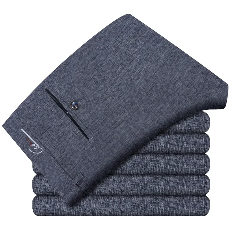 Pantalon de travail pour hommes, grande taille, gris, noir, bleu foncé, élastique, droit, Business, grand 44 46 48 50 52 140KG, vêtements de bureau