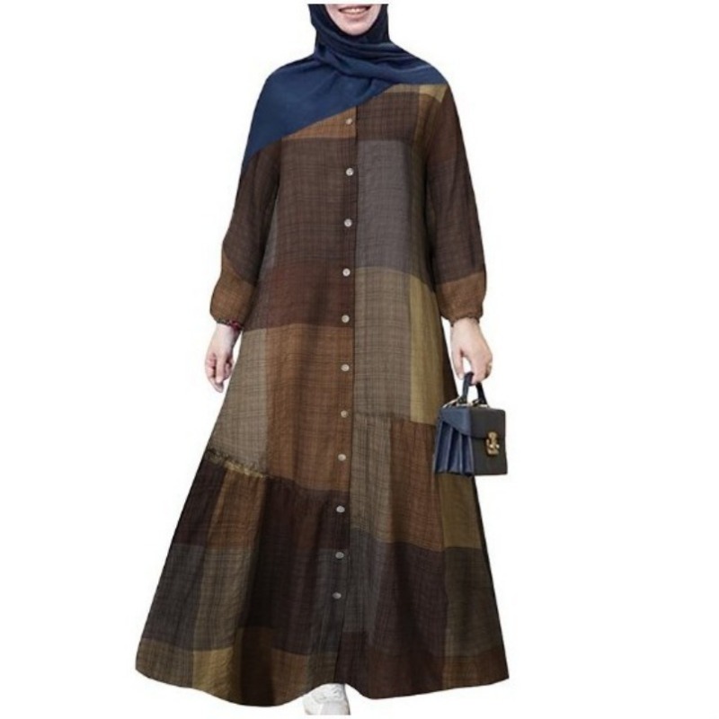Robe musulmane à manches longues pour femmes, Kimonos en coton, Maxi islamique, Caftan marocain de Dubaï, Simple, Été, Décontracté, Printemps, Automne