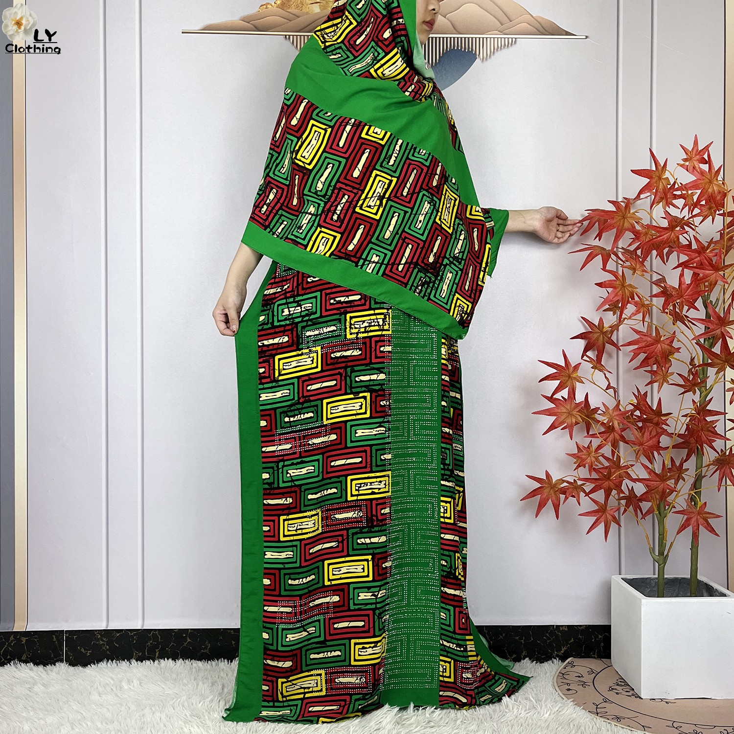 Robe en coton pour femmes musulmanes avec grande écharpe, robe d'été à manches courtes, Dashiki africain, vêtements Abaya, nouveau, 2024