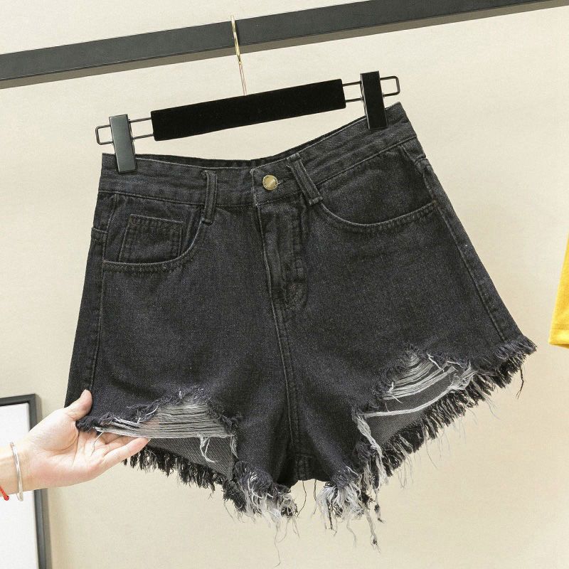 Jean Shorts 2025 nouveaux bas mode Shorts décontracté és femmes taille haute trou ample jambe large Shorts été pantalons Cortos De Mujer