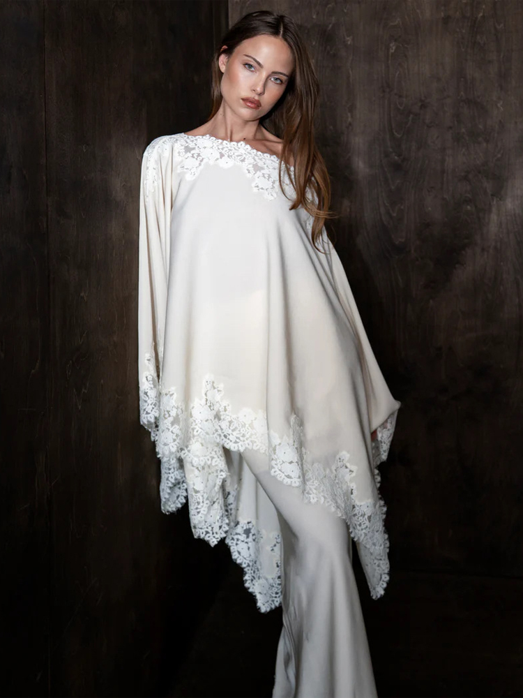 Ensemble chic chemise et jupe longue sirène taille haute en satin avec patchwork de dentelle pour femme – Tenue de soirée élégante printemps 2026