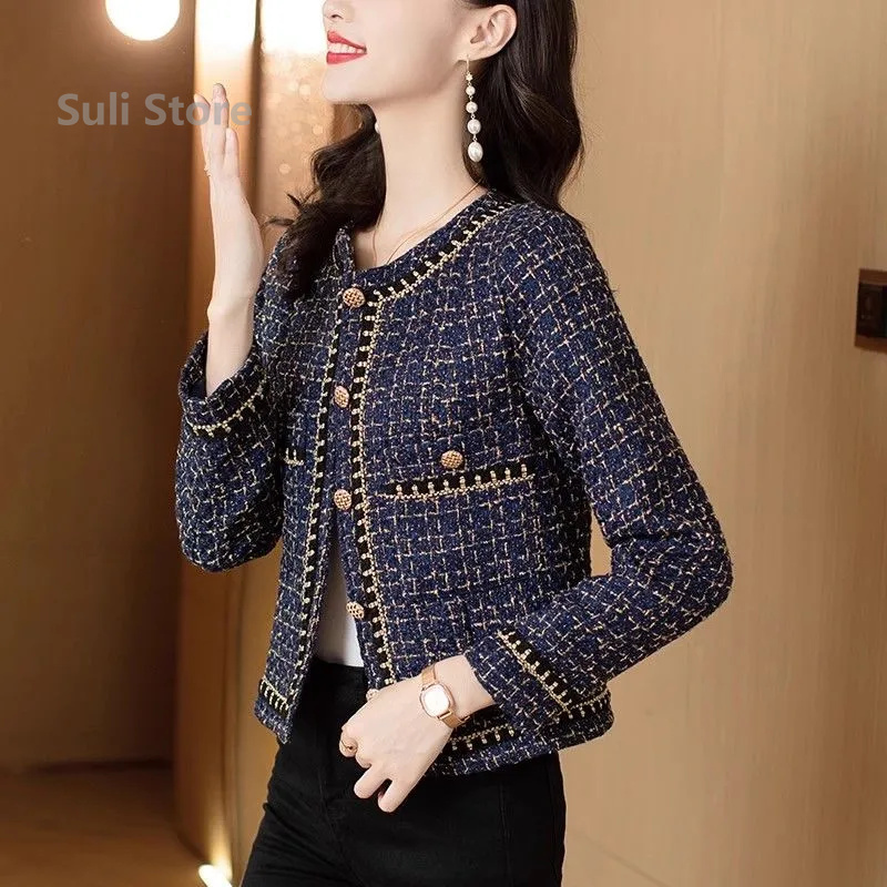 Femmes, à la mode à manches longues petite veste de Style parfumé 2025 automne hiver femme nouveau haut en dentelle de Niche, veste courte amincissante