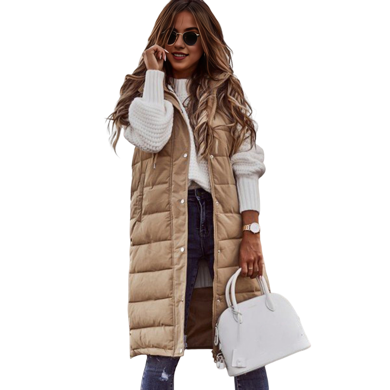 Manteau Long en Coton Glacé à Capuche pour Femme, Doudoune Matelassurera, Gilet Chaud, Vêtements d'Extérieur, 2XL, Automne et Hiver