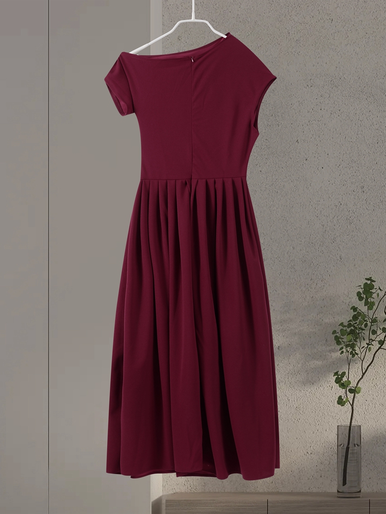 Robe longue élégante pour femmes, ample, col incliné, sans manches, ligne A, couleur unie, mode printemps été, taille haute, 2025