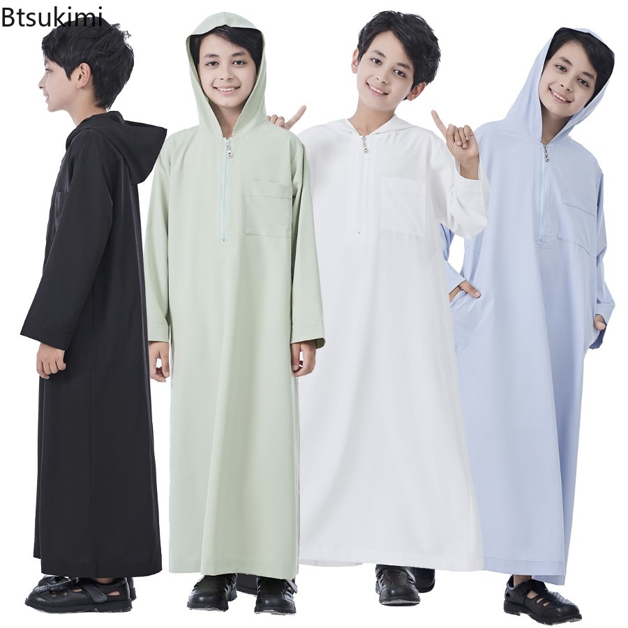 Robe arabe à capuche à manches longues pour garçons du moyen-orient, dubaï, arabie saoudite, dubaï, turquie, vêtements Thobe Abaya décontractés de Style ethnique