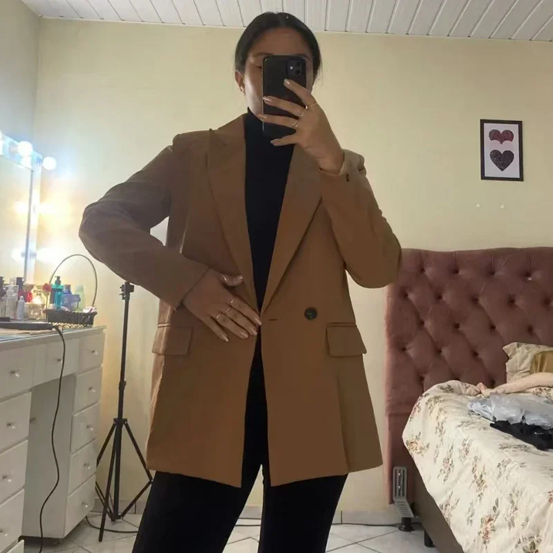 MUJER 2025 femmes Blazers nouveau bureau jolie pochette femme droite vêtements d'extérieur mode femmes couture Blazers pour femmes manteaux