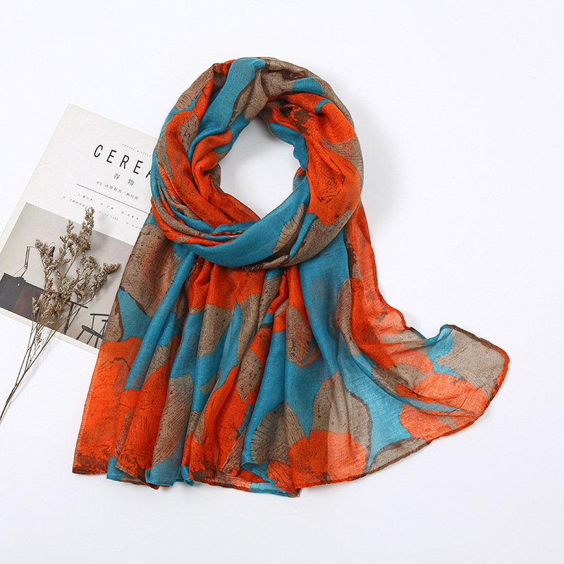 Écharpe en Viscose florale rétro pour femme, châle et enveloppes en Voile imprimé, Pashmina, Hijab musulman, nouvelle mode automne 2023, 180x80Cm