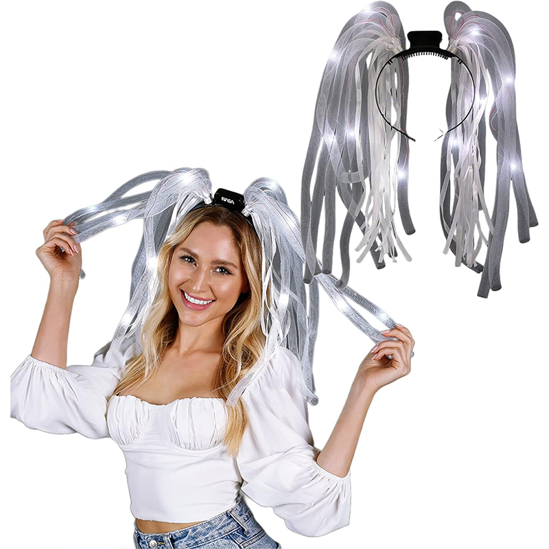 Accessoires de Cosplay pour enfants et adultes, bandeau de nouilles lumineux, bandeau de cheveux de carnaval d'anniversaire, Costume de Festival de fête, perruque de Cosplay d'halloween