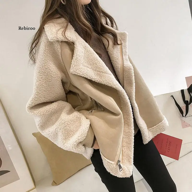 Manteau en laine d'agneau pour femme, manteau en peau de mouton, veste épaissie en fourrure, manteau chaud, respirant, 1 pièce, automne, hiver