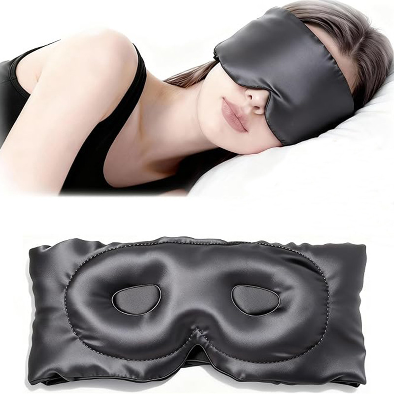 Masque de sommeil en soie pure 100% de luxe, contour 3D, doux, respirant, sans pression, confortable pour dormir