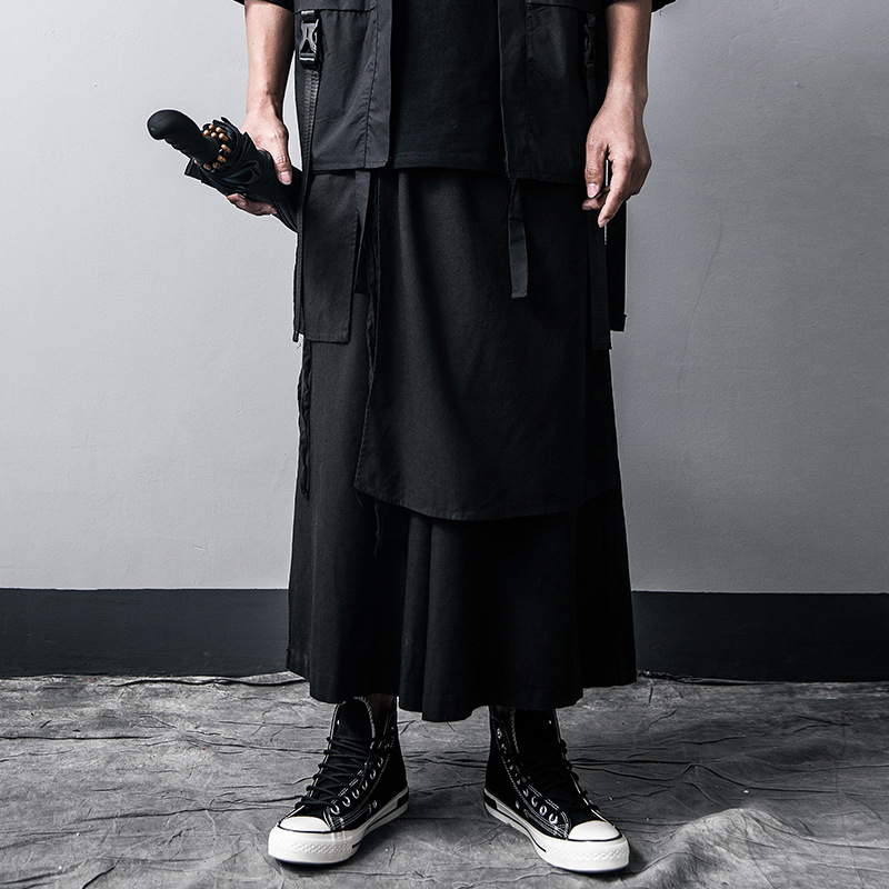 Cardigan Kimono noir traditionnel japonais, costume de Cosplay Diablo samouraï Ninja, manteau de Style Hanfu chinois, Streetwear, haut et pantalon