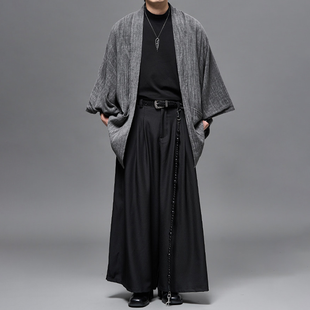 Pantalon large décontracté uni foncé pour homme, style streetwear japonais, mode jeune et urbaine, collection printemps 2026