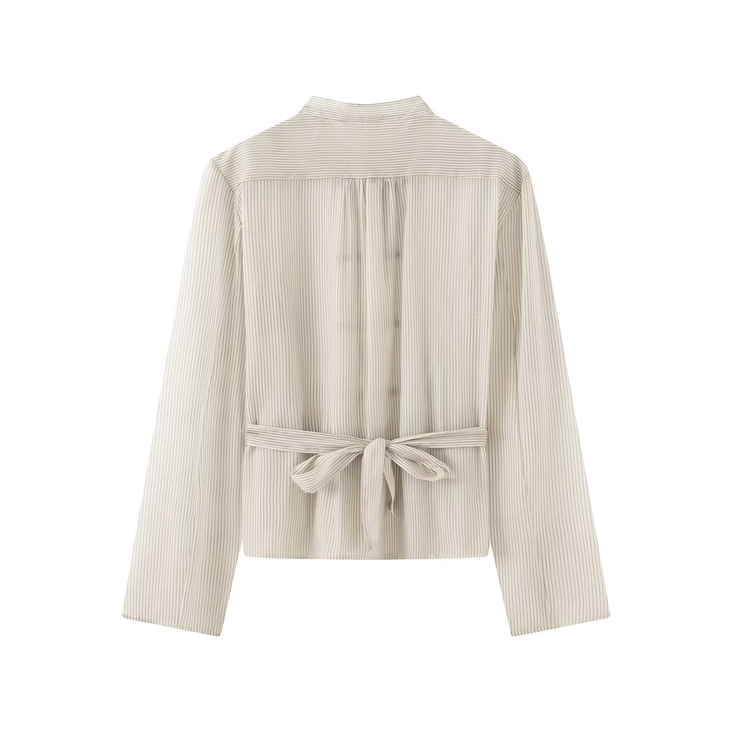 Willshela – chemisier rayé à la mode pour femmes, avec nœud et lacets, simple boutonnage, col rond, manches longues, chemises chics pour dames