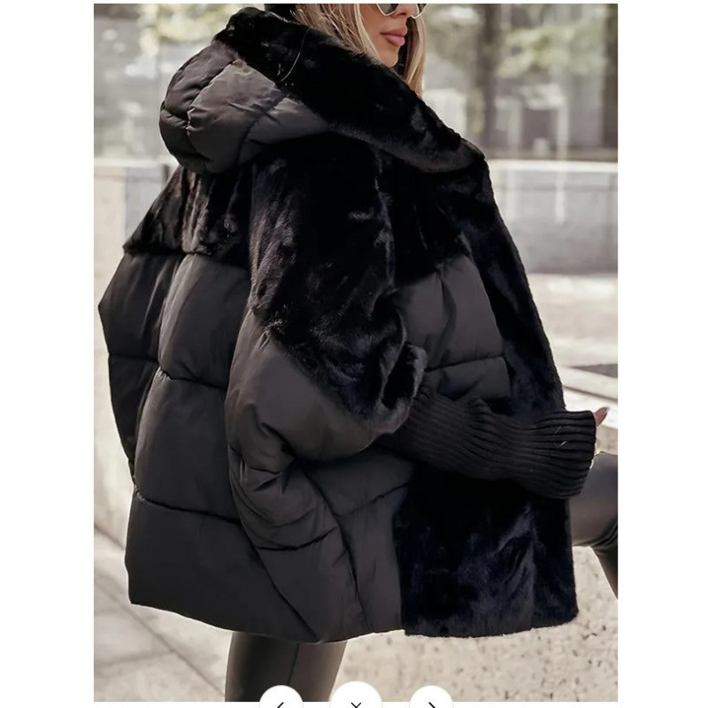 Manteau chaud à capuche en Patchwork pour femme, veste rembourrée d'automne, vêtements d'extérieur surdimensionnés en hiver