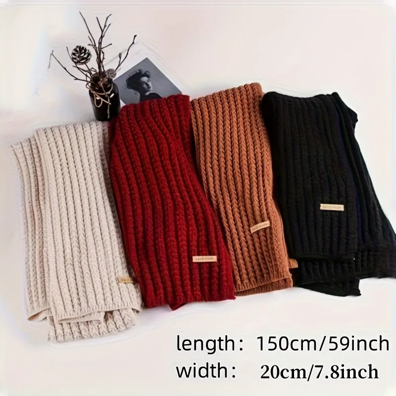 Écharpe tricotée coréenne douce et épaisse, couleur unie, chaude, pour femmes, Couples, étudiants, cadeau de noël, automne et hiver
