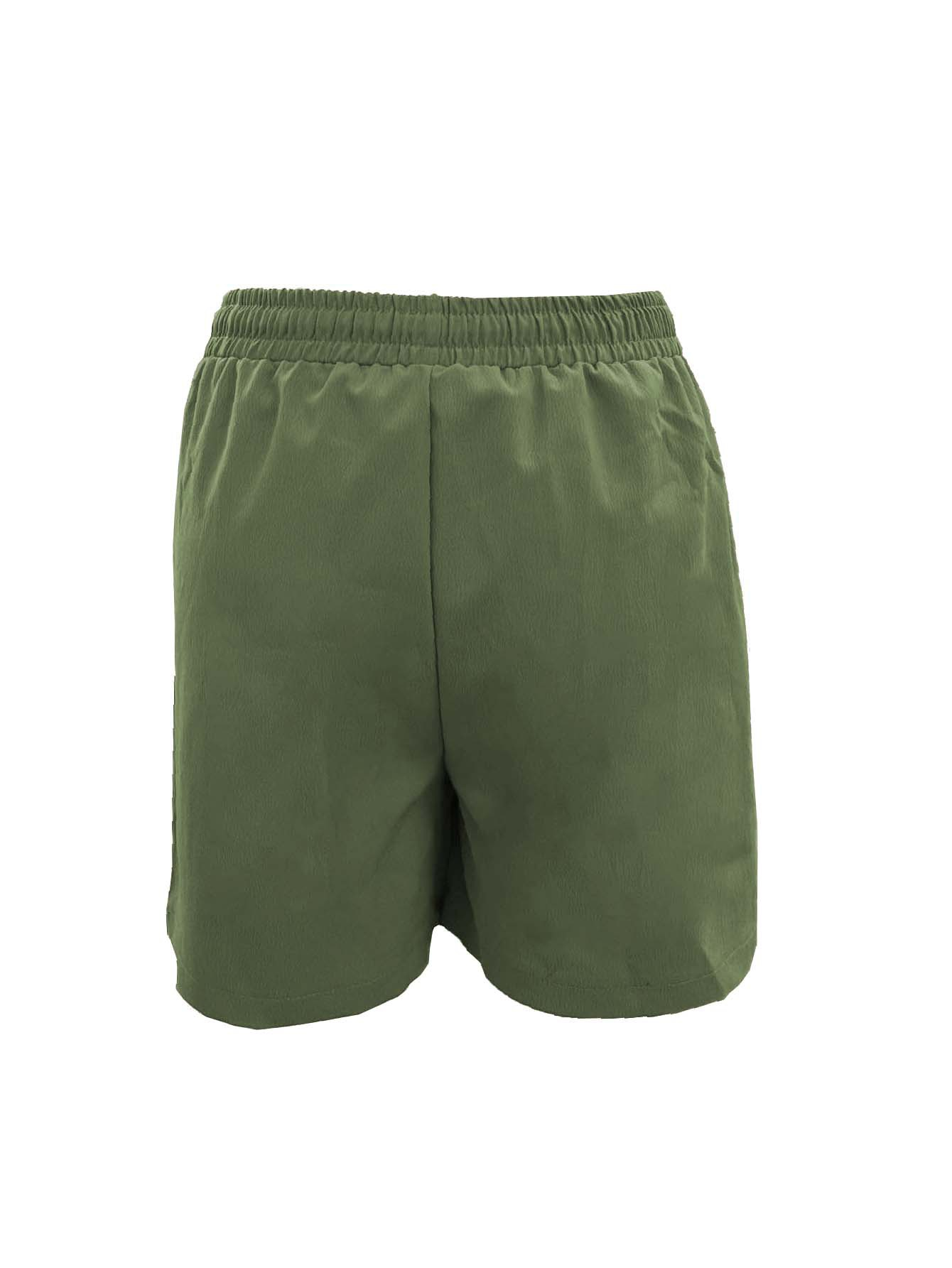 Short d'été taille haute de 4 pouces pour femmes, short décontracté coupe ample avec poches, bermuda de couleur unie pour tenues