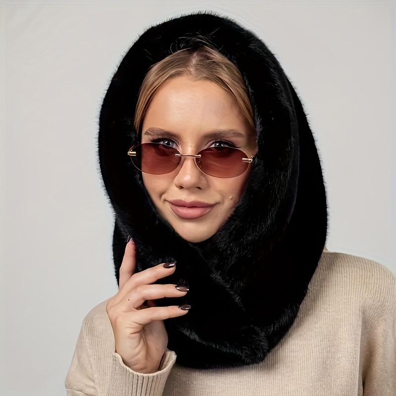 Chapeau en peluche douce pour femmes, écharpe de cou chaude et résistante au froid, Protection des oreilles en plein air, cadeau parfait pour les femmes, hiver