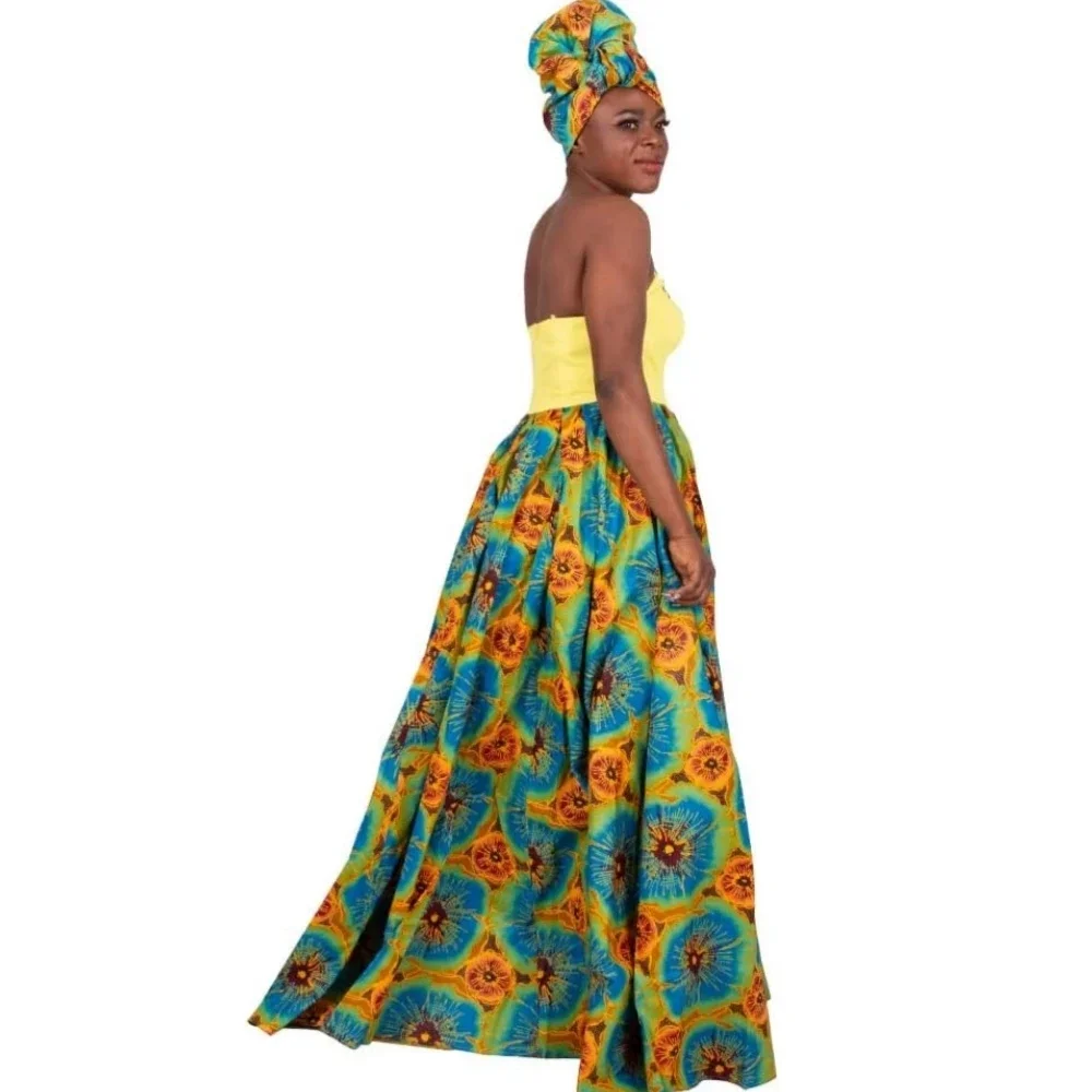 Robe Africaine Dashikis Imprimée pour Femme, Tenue de Bal, de Soirée, Maxi et Sans Bretelles, Vêtement avec Sauna Gratuit, Grande Taille, WY1805