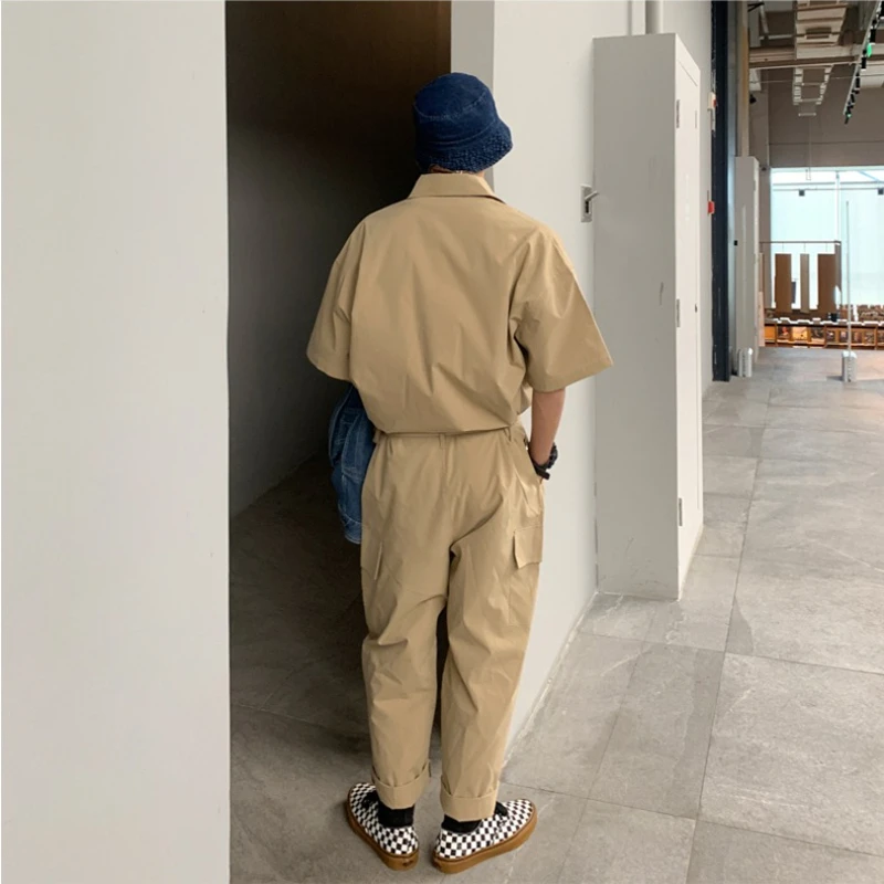 Salopette de travail à la mode américaine pour hommes, chemises rétro, combinaisons de style coréen, beau streetwear urbain, esthétique Y