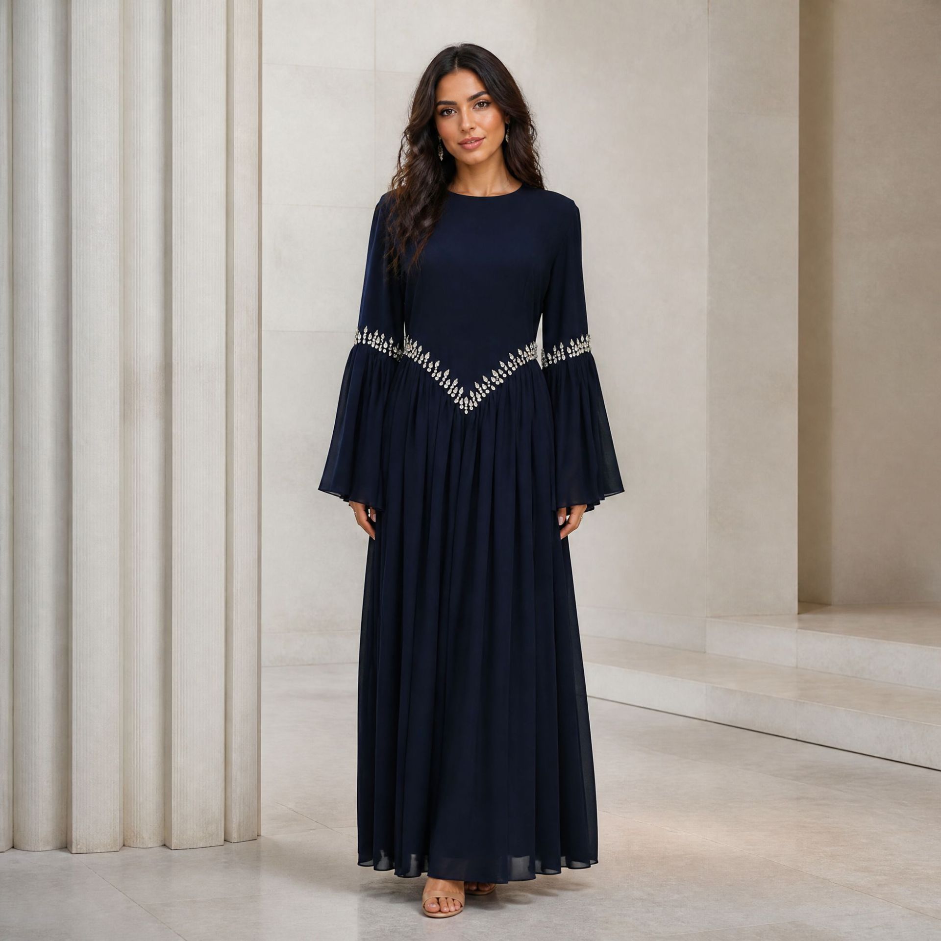 Robe d'Aïd Abaya pour femmes musulmanes, robes ornées de diamants, Jalabiya Abayas, Kaftan à lacets, Islam, Ramadan, Maroc, Dubaï, Vestidos, Robe longue arabe