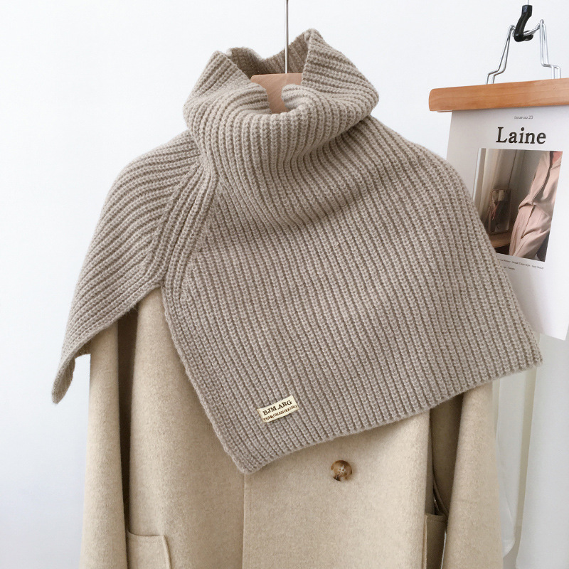 Nouveau foulard à col haut fendu pour femmes filles étudiants automne hiver couleur unie tricoté foulard foulards doux cou enveloppement châles