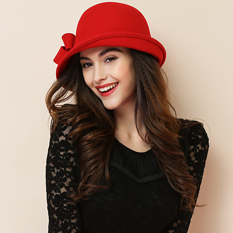 Chapeau d'hiver pour femmes des années 1920 Gatsby Style fleur chaud laine Fedora casquette d'hiver dames église chapeaux Cloche Bonnet Femme feutre Fedoras