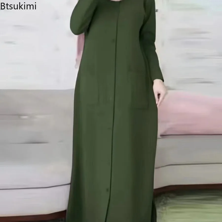 Abaya-Robe à manches longues pour femmes musulmanes, chemise décontractée, Hijab arabe, Ramadan, Turquie, vêtements islamiques, monochromatique, mode printemps