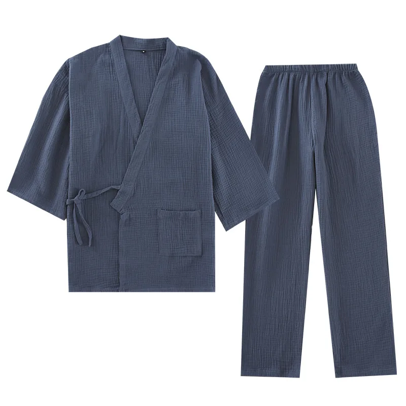 Pyjama d'été pour femme, style japonais, en gaze de coton fine, kimono yukata, vêtement d'intérieur, chemise de nuit ample à manches courtes