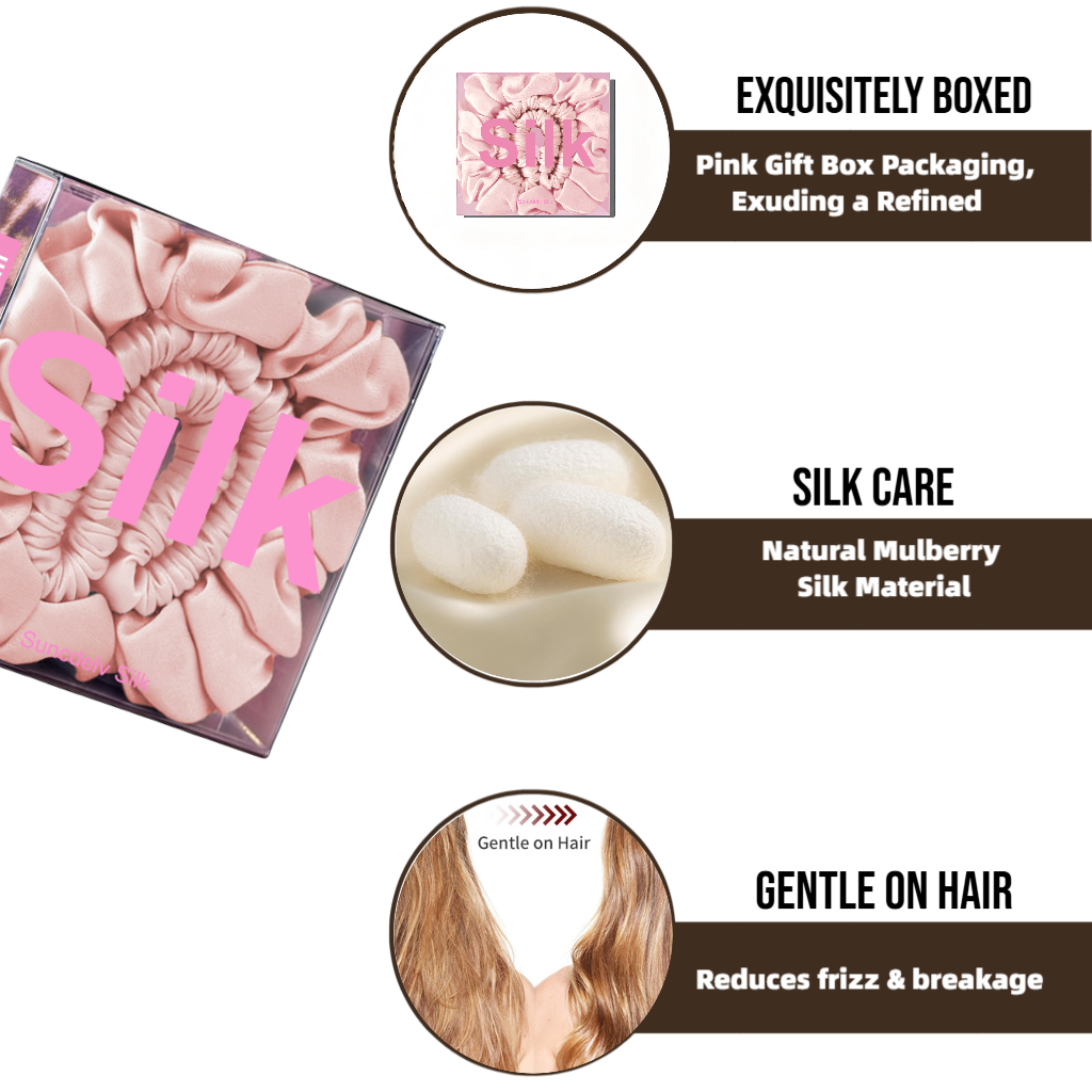 2 pièces/boîte, chouchous pour cheveux en soie de mûrier 100% pure. Haute qualité, emballage soigné, parfait pour offrir en cadeau (Largeur : 1 cm/2 cm).