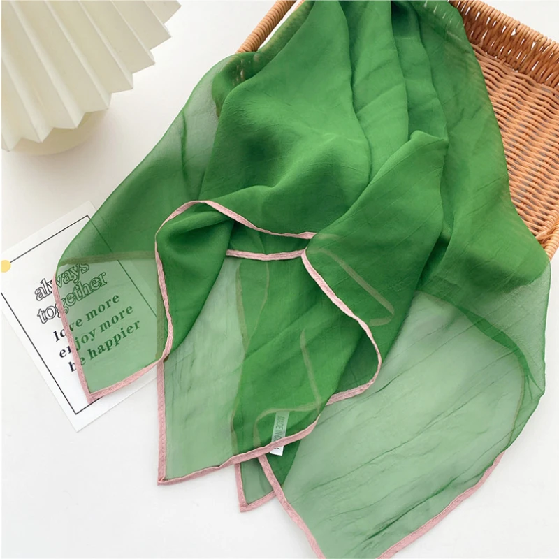 Mouchoir de couleur unie, foulards de cou en soie pour femmes, petits châles et enveloppes, Bandana, foulard carré, bandeau Hijab, 70CM