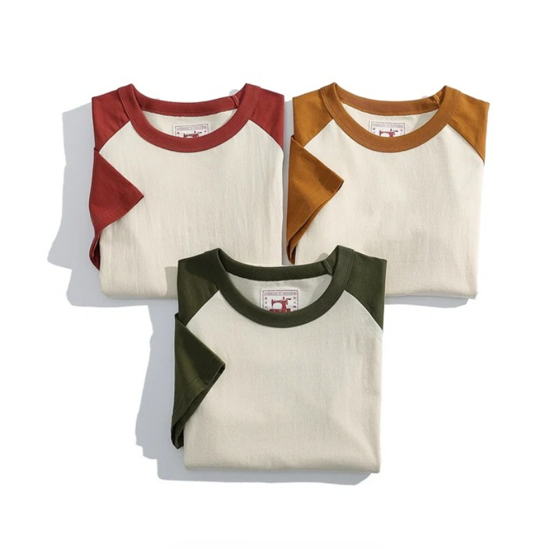 Akkad Kuti 2026 T-shirt pour homme de style rétro japonais, col rond, manches raglan, décontracté pour étudiants, bonne combinaison, 100% coton