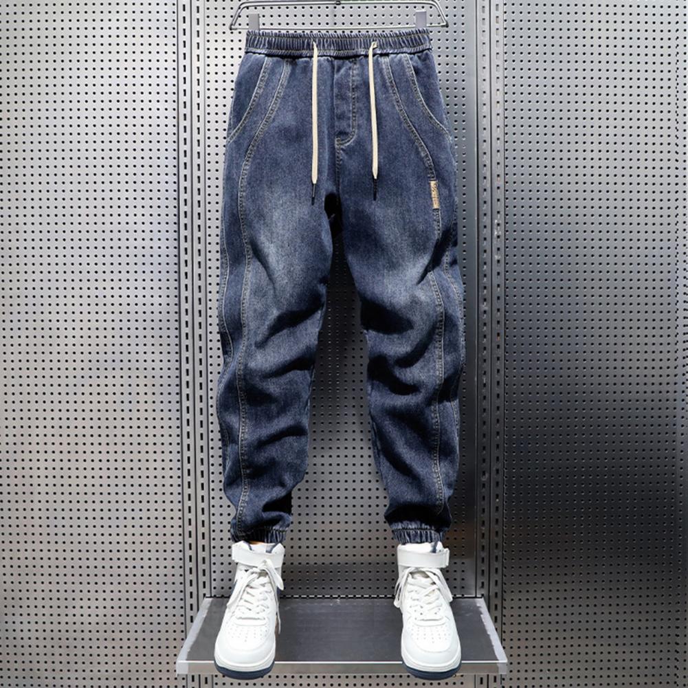 Jean sarouel avec poches pour jambes, taille élastique, cordons réglables, couleur unie, pantalon de jogging de Style de rue