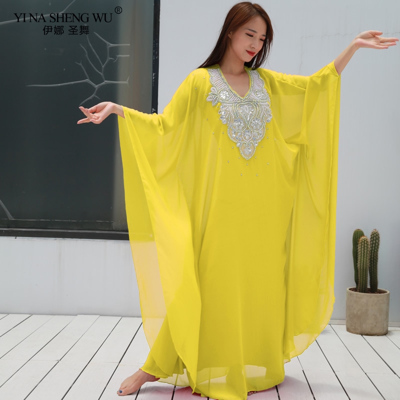 Nouvelles femmes vêtements de danse danse du ventre vêtements caftan robe avec paillettes en mousseline de soie traditionnel Khaleeji Thobe robes Bellydance 2 pièces