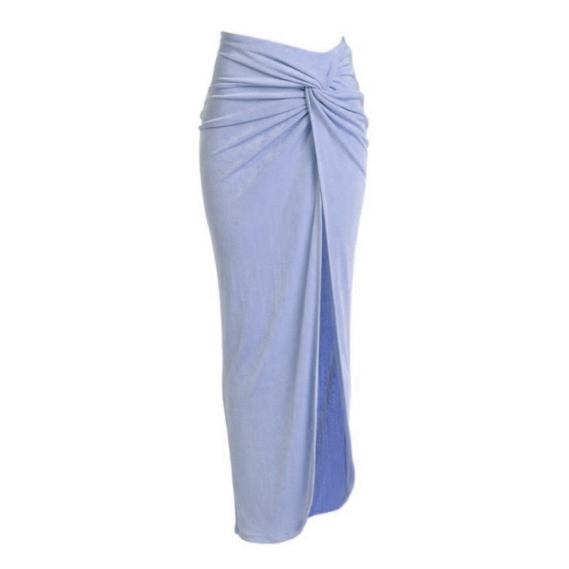 Mode crème solaire Bikini couvrir femmes froncé conception taille haute côté fente jupes longues 2025 nouvelles vacances élégant Chic vêtements de plage