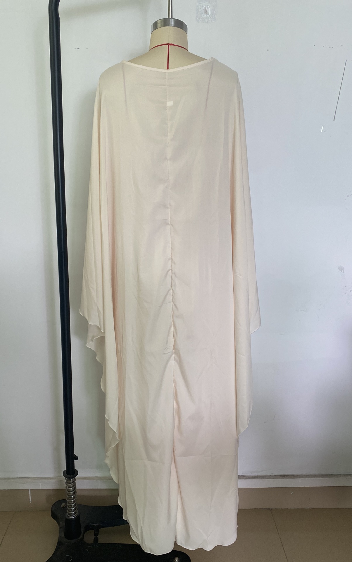 Robe longue plissée à manches cape pour femme, col rond, élégante, robe de soirée formelle
