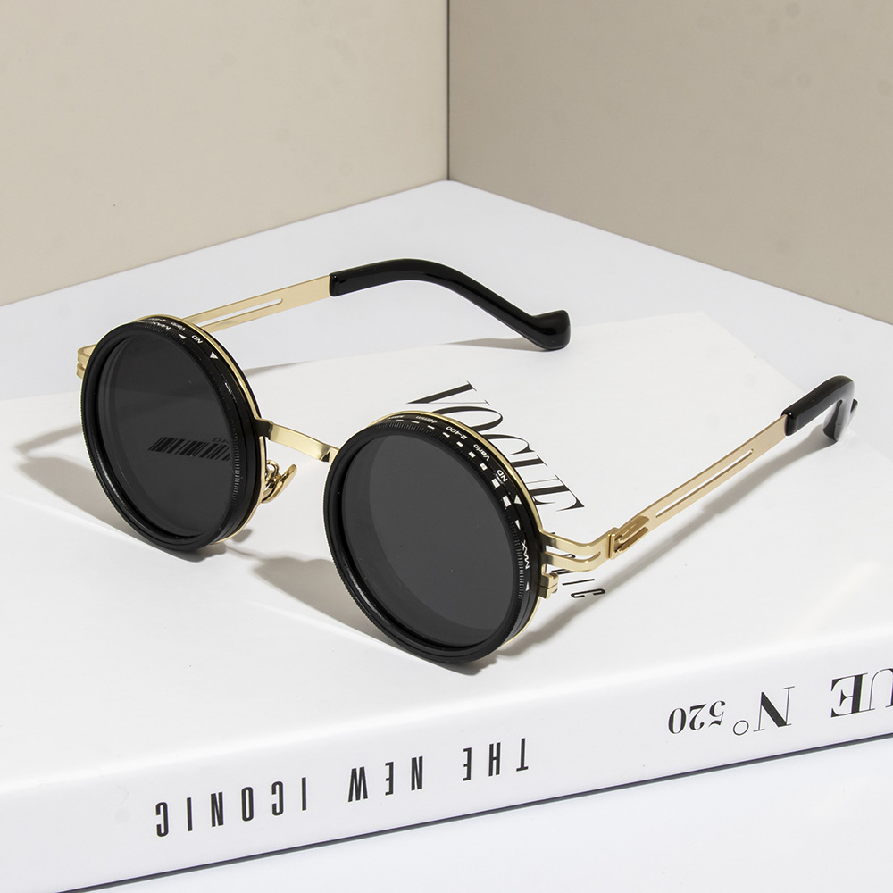 Lunettes de soleil rondes polarisées ND9 lunettes de soleil à gradation réglable hommes femmes rétro Punk hommes lunettes de pêche nuances extérieures UV400
