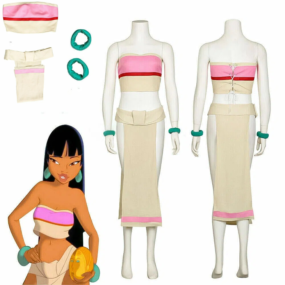 Costume de Cosplay Anime The Road To El Dorado Chel, robe sans bretelles, ensemble complet, tenue de jeu de rôle pour Halloween et carnaval