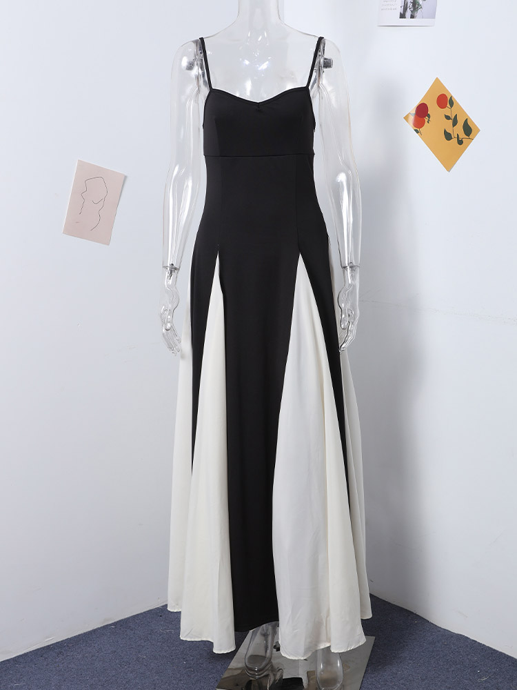 Robe patchwork dos nu pour femme, robe trapèze, écharpe de soirée élégante, mode féminine, robe de soirée longue, 2024